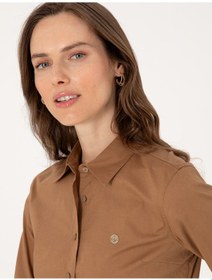 Resim Pierre Cardin Kadın Camel Gömlek Desenli 50313589-vr015 CAMEL 