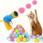 Resim Etkileşimli Kedi Oyuncakları ile Başlatma Mekanizmi - Renkli Mini Balon Topu, Esnek Peluş Tasarım, Dayanıklı Plastik Evcil Hayvan Aksesuarı, İç Mekan Oyunları ve Eğitim için, Eğlenceli Tasarım, Canlı Renkler, Pil Gerektirmez 