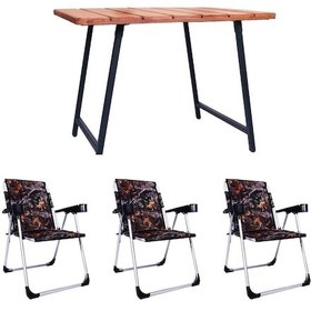 Resim Alin Metal Kamp Sandalyesi 3''lü Lüks Bardaklı Kamp Sandalyesi Ve Masa Set Tss-01 Yaprak Desenli Yaprak Desenli Çok Renkli 