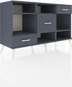 Resim Hyperion Konsol 4 Raflı 3 Çekmeceli 132x44x83 Antrasit-antrasit Antrasit 
