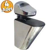 Resim Pelikan Ayarlanabilir Etajer Cam Tutucu Ahşap Raf Tutucu Cam Etejeri Metal Vidalı Krom (4 ADET) 