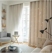 Resim Star Yıldızlı Çocuk Odası Perdesi (BLACKOUT BEJ) 