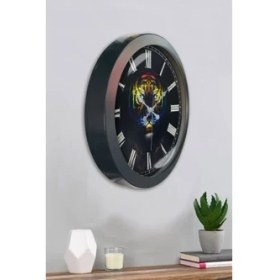 Resim Bahat Salon Ofis Duvar Saati Gri Metal Çerçeve 36 cm 