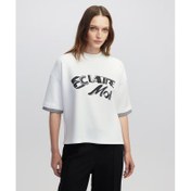 Resim İpekyol Slogan Baskılı Kumaş Mix Kadın Tişört (IW6250070058) 