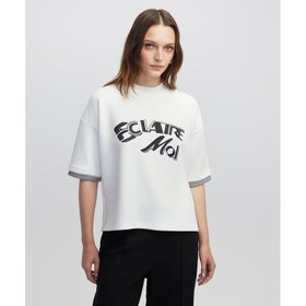 Resim İpekyol Slogan Baskılı Kumaş Mix Kadın Tişört (IW6250070058) 