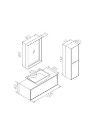 Resim Orka Craft 120Cm Ceviz-Antrasit Banyo Dolabı Ve Boy Dolabı Takımı Antrasit 