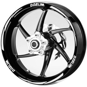 Resim Beyaz Daelim Yazılı 3 Parçalı Reflektif Beyaz Jant Şeridi 