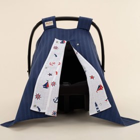 Resim Puset Örtüsü - Çift Taraflı - Lacivert Saten - Bahriyeli 