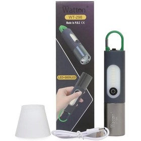 Resim Watton Wt-298 Şarjlı El Feneri 750 Lümen Kamp Lambası Type-c Girişli Led+2835led Gri 