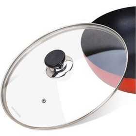 Resim Tencere Tava Sahan Teflon Granit Için Cam Kapak 30 Cm 