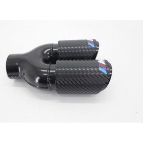 Resim Akrapoviç Çiftli Karbon Egzoz Ucu M Logolu 2x76 Siyah Sağ 