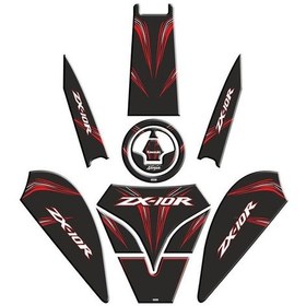 Resim Sevenkardeşler Kawasaki Zx10r Uyumlu Siyah Kırmızı Tank Pad Set 