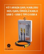 Resim 4'ü 1 Arada Usb Hızlı Şarj Ve Veri Kablosu - 65w Güç, Çoklu Bağlantı, 1.2m 