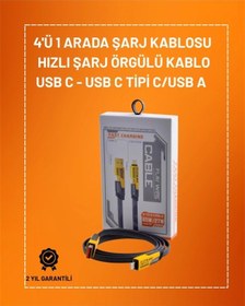 Resim 4'ü 1 Arada Usb Hızlı Şarj Ve Veri Kablosu - 65w Güç, Çoklu Bağlantı, 1.2m 