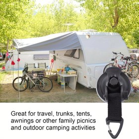 Resim 4 adet dış mekan kampı, araba çadırı ve tekne için güçlü vantuz kancaları - cam yüzeyler, fayans duvarlar ve diğer düz yüzeyler için uygun taşınabilir PVC sabitleme kancaları güvenlik kilidi mekanizmalı - aile pikniği ve çok fonksiyonlu açık hava aktiviteleri için özel 