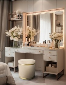 Resim Zerafet Gold Kaplama Luxery Puf- Krem Babyface Kumaş Pofuduk Oturma Pufu&makyaj Pufu&bench 