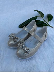 Resim Sellor Prenses Altın Simli Kelebek Fiyonk Çocuk Doğum Günü Ayakkabısı(26-36) 