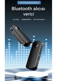 Resim Bluetooth Adaptör 2in1 Alıcı Verici Bluetooth 5.4 Receiver Aux Wireless Araç Hoparlör Bluetooth Kiti 