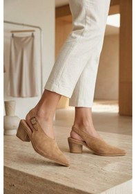 Resim Fox Shoes Y654322202 Vizon Hakiki Deri Süet Kalın Alçak Topuklu Western Ayakkabı 