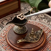 Resim Altın Detaylı Vintage Tarzı Metal Duman Tutucu - Kokular Terapisi, Ritüeller ve Geleneksel Hediyeler İçin Dekoratif Masaüstü Duman Yakıcı - Ev, Tapınak, Oturma Odası Dekoru, Ritüel Duman Tutucu İçin İdeal | Zengini Metal İşleme | Detaylı El Sanatları, Duman Yakıcı 