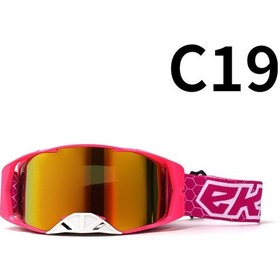 Resim Tangshopping Motosiklet Arazi Gözlüğü Gözlük Bisiklet Gözlüğü C19 Pembe Çerçeve Beyaz Burun Kırmızı Lens 