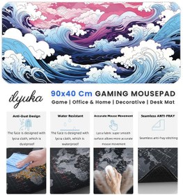 Resim İlyuka Mousepad 90x40cm Büyük Boy Xxl Mp459040 Japanese Waves 