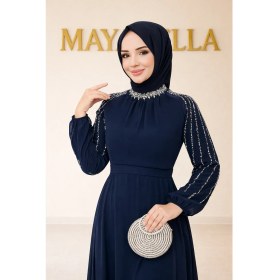 Resim Maya Bella Kolları Işlemeli Tesettür Abiye 