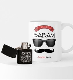 Resim Bk Gift Kişiye Özel Yakışıklı Babam Benzinli Çakmak Ve Kupa Seti-5 