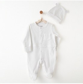 Resim Andywawa Romper Hat Set My Little World Bebek Şapka Tulum Takım Ac26755 Beyaz 
