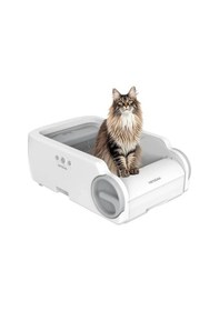 Resim Geniş Hazne Açık Tasarımlı Akıllı Kedi Tuvaleti Açık Ahşap 