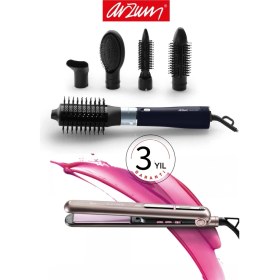 Resim Arzum Revolution Hava Üflemeli 5'i 1 Arada Şekillendirici + Arzum Bellissima Creativity Glossy Seramik Saç Düzleştiricisi 
