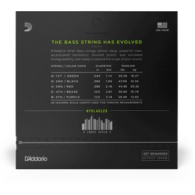 Resim Daddario NYXL45125 Bas Gitar Tel Seti | NYXL Nickel Wound, 5-Tel, .045-.125 