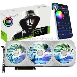 Resim Galax GeForce RTX4070 EX Gamer White 12GB 192Bit GDDR6X 3xDP 1xHDMI RTX 4070 Ekran Kartı (47NOM7MD7KWH) 