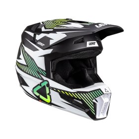 Resim Leatt Moto 3.5 Junior cross enduro motosiklet kaskı + Vizion 2.5s gözlük siyah beyaz turkuaz L 