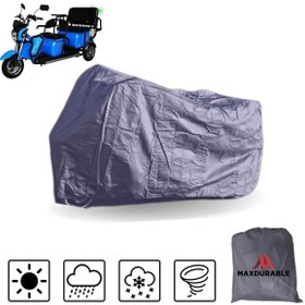 Resim MaxDurable Arora Derya Xlt 48 3 Uyumlu Tekerlekli 3 Kişilik Elektrikli Motosiklet Motor Koruma Brandası 