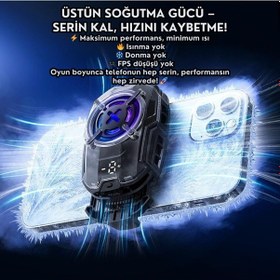 Resim Coofbe Dijital Göstergeli Turbo Fan Işıklı Klipsli 27w Telefon Soğutucu Radyatör Tüm Telefonlara Uyumlu 