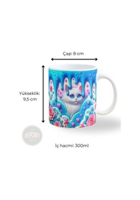 Resim Deepcraft Best Quality 3d Görünümlü Mavi Kedi Kupa Yılbaşı,sevgililer Günü, Hediyelik Kupa 300ml 