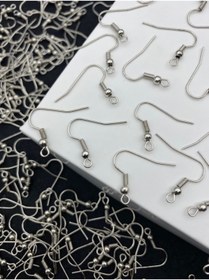 Resim Hedef Bijuteri 50 Adet Nikel Renk - Gümüş Renk Küpe Kancası,çengelli Küpe Klipsi,küpe Yapım Malzemesi 