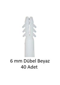 Resim Dübel, 6 Mm Beyaz Dübel, 40 Adet 