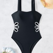 Resim Yeni Şık ve Seksi Kadın Tek Parça Mayo, Sırtı Açık Tasarım ve Karın Kapsama ile Bikiniye Benzer. 