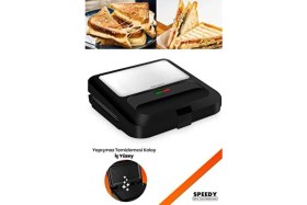 Resim Goldmaster Speedy 750W Isınmaya Dayanıklı Mini Tost ve Izgara Makinesi Inox Siyah 