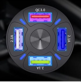 Resim Blue Team Qc3.0 4- Port Çıkışlı Çoklu Usb Araç Şarjı Şarj Aleti 25w Pd Siyah 