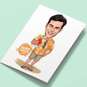 Resim Tatildeki Keyifli Erkek Karikatürlü Tebrik Kartı 