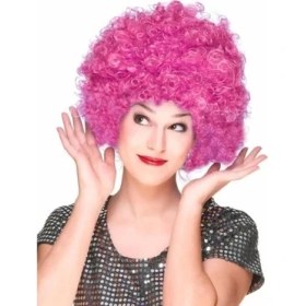 Resim Alvo Store Fuşya Renk Kıvırcık Afro Bonus Peruk Saç Parti Peruğu 