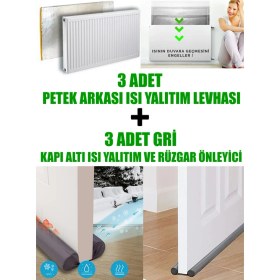 Resim Ankaflex 3 Adet Kalorifer Peteği Arkası Isı Yalıtım Levhası ve 3 Adet Kapı Altı Rüzgar ve Ses Önleyici 