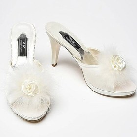 Resim Gc Kaztüyü Gül Aksesuarlı Gelin Çeyiz Terliği - Ev Terliği 190 - Ekru 