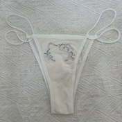 Resim Sanrio Hello Kitty Taşlı Çapraz Askılı Düşük Bel Tanga - Kadınlar için Seksi ve Rahat V-String İç Çamaşırı, Işıltılı Süslemeli Karakter Tasarımı 