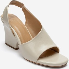 Resim Luvishoes Zyra Ekru Cilt Kadın Dolgu Topuklu Ayakkabı 