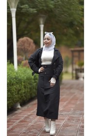 Resim Esre Store 0142 - Tesettür Trençkot Siyah 