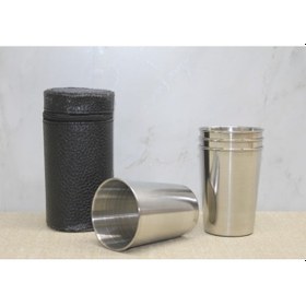 Resim Büro Ev Ofis Hediyesi İçin 4adet Deri Kılıflı Shat Bardak Seti 